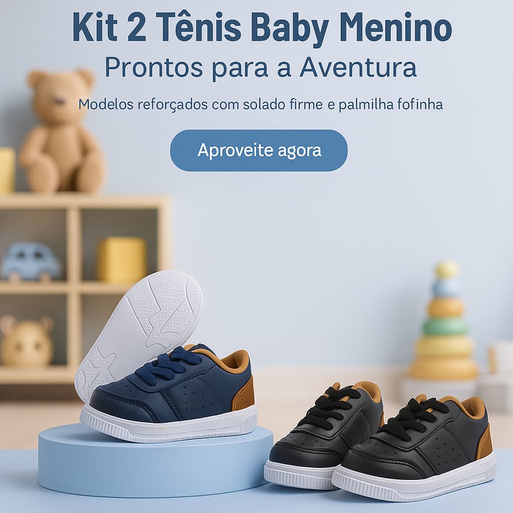 Combo 2 Tênis baby Menino Calce Fácil – Conforto e Estilo Prontos Para a Aventura - APROVEITE AGORA!