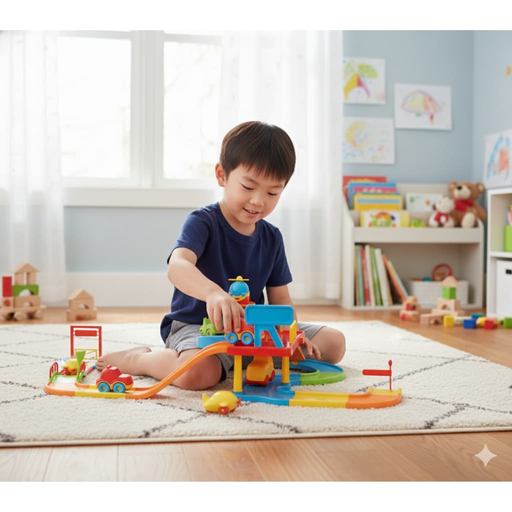 Pista De Carrinho Brinquedo de Menino Rampa de Corrida Infantil Carros Coloridos 37 Peças
