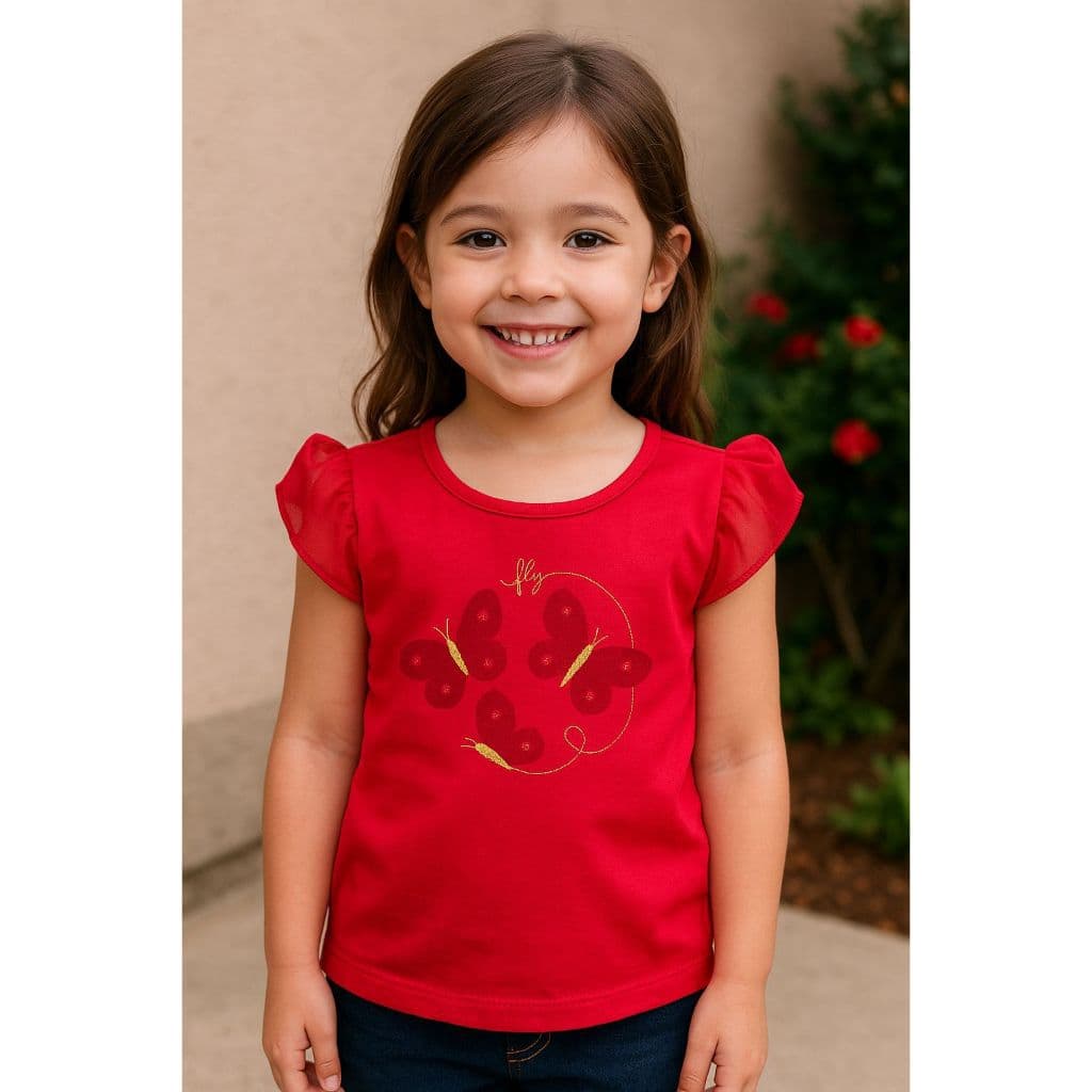 Blusa de Menina Kyly Vermelha e Branca