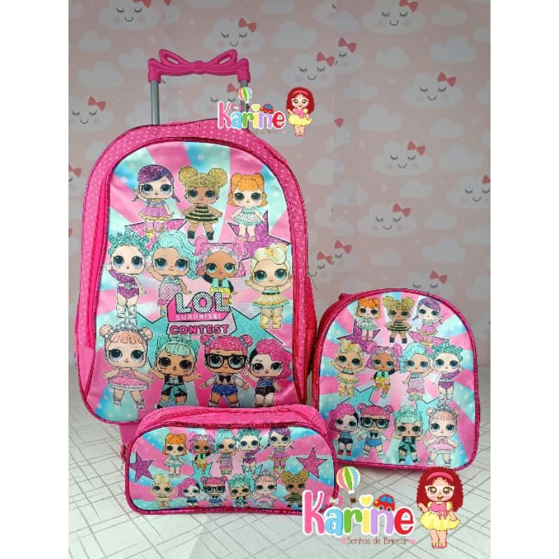 KIT MOCHILA ESCOLAR INFANTIL LOL SURPRISE COM RODINHAS/MOCHILA LANCHEIRA TÉRMICA ESTOJO/MOCHILA MENINA/VOLTA AULAS 2026