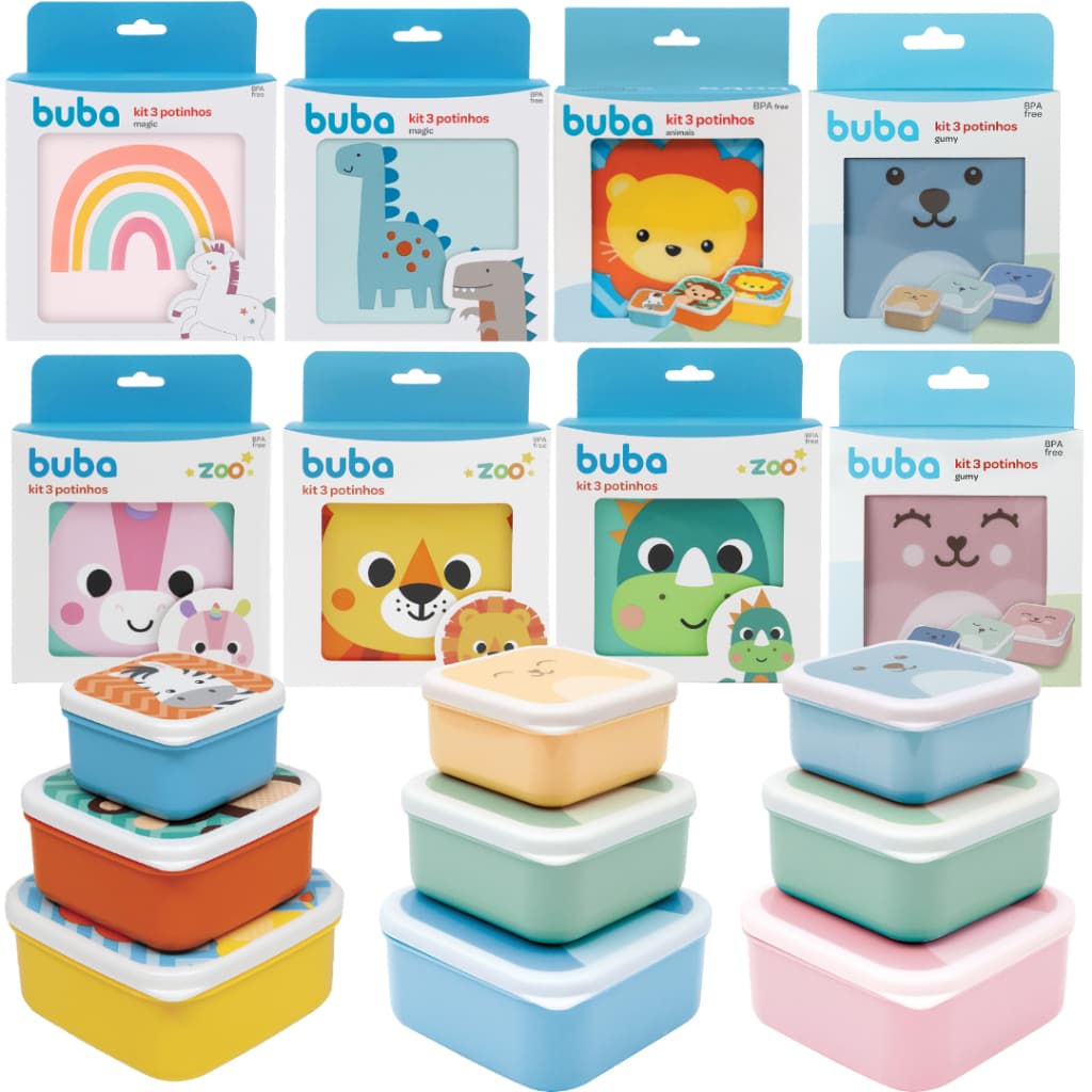 Kit 3 Potinhos Lanchinhos Papinhas Diferentes Tamanhos Bebê Infantil Buba