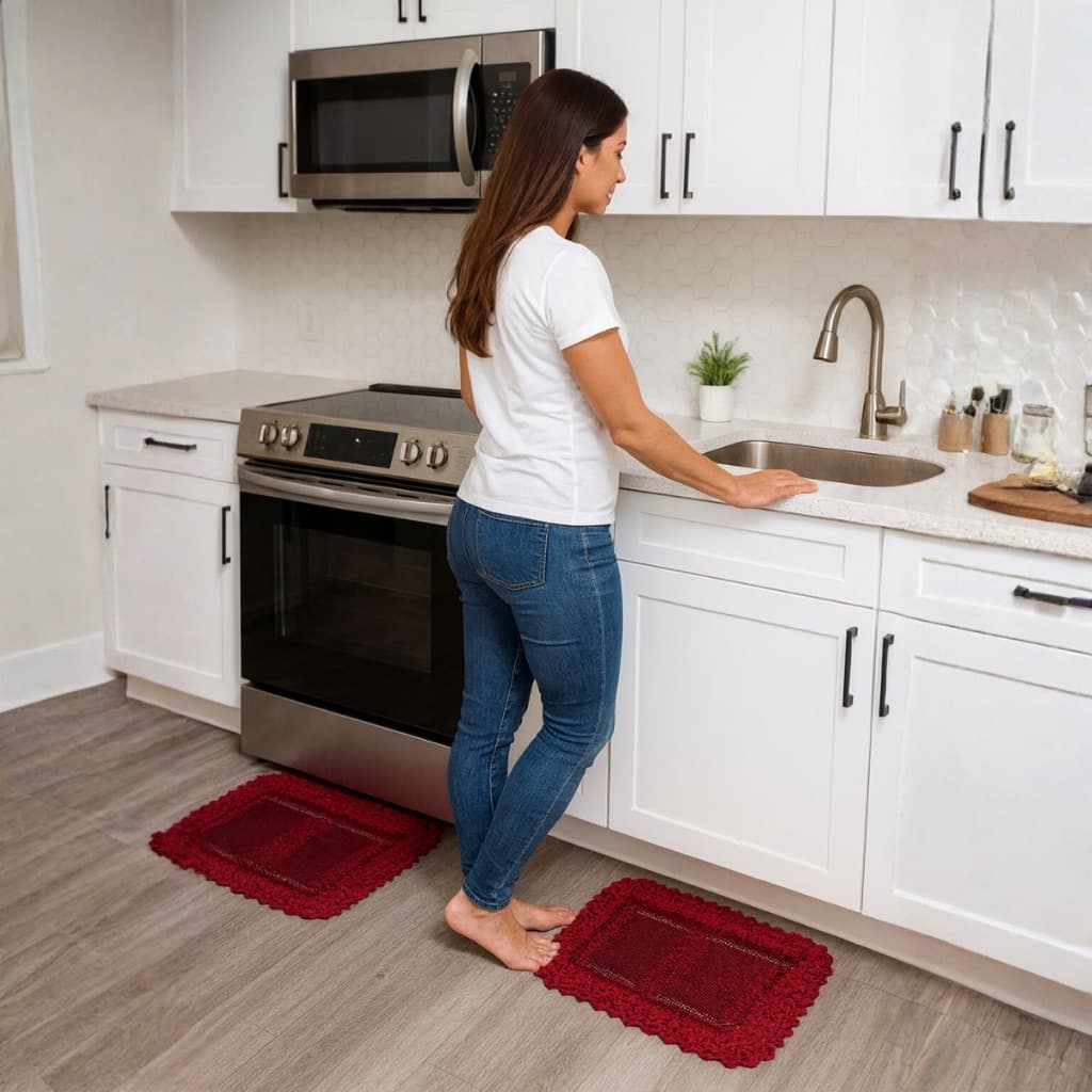 Kit 2x Tapete Trançado Crochê Para Banheiro Quarto e Cozinha Decorativo