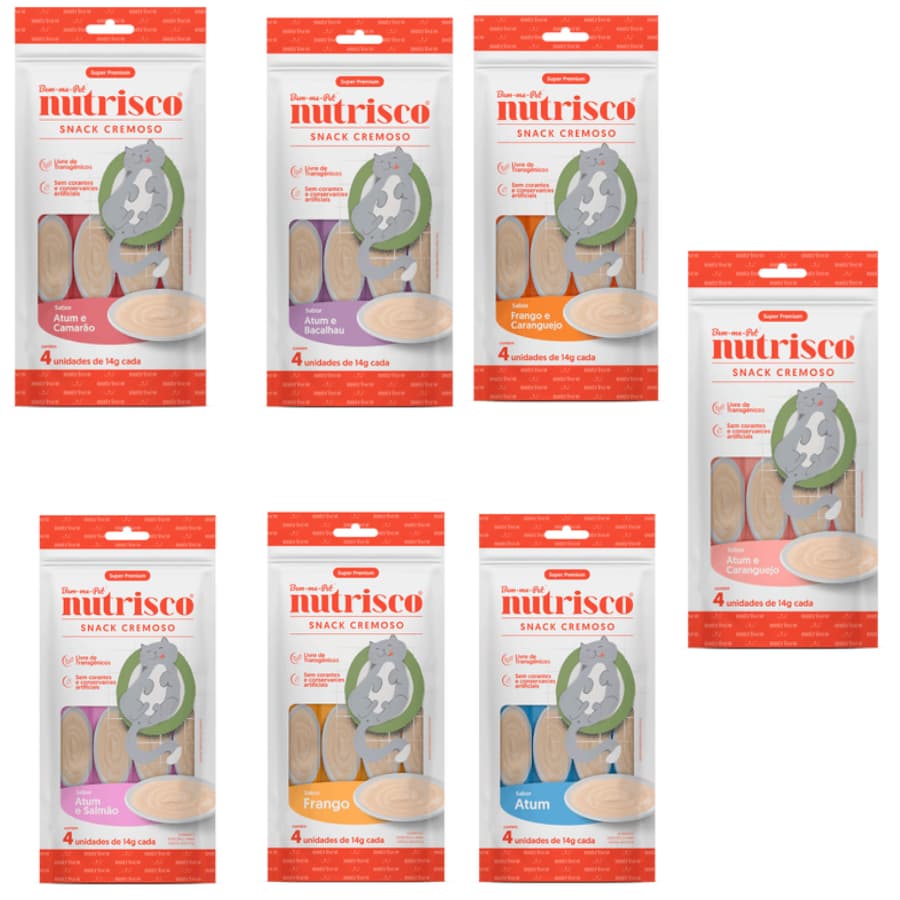 Petisco para Gato - Nutrisco - Sabores Diversos - Snack Cremoso para  Gatos  56 Gr