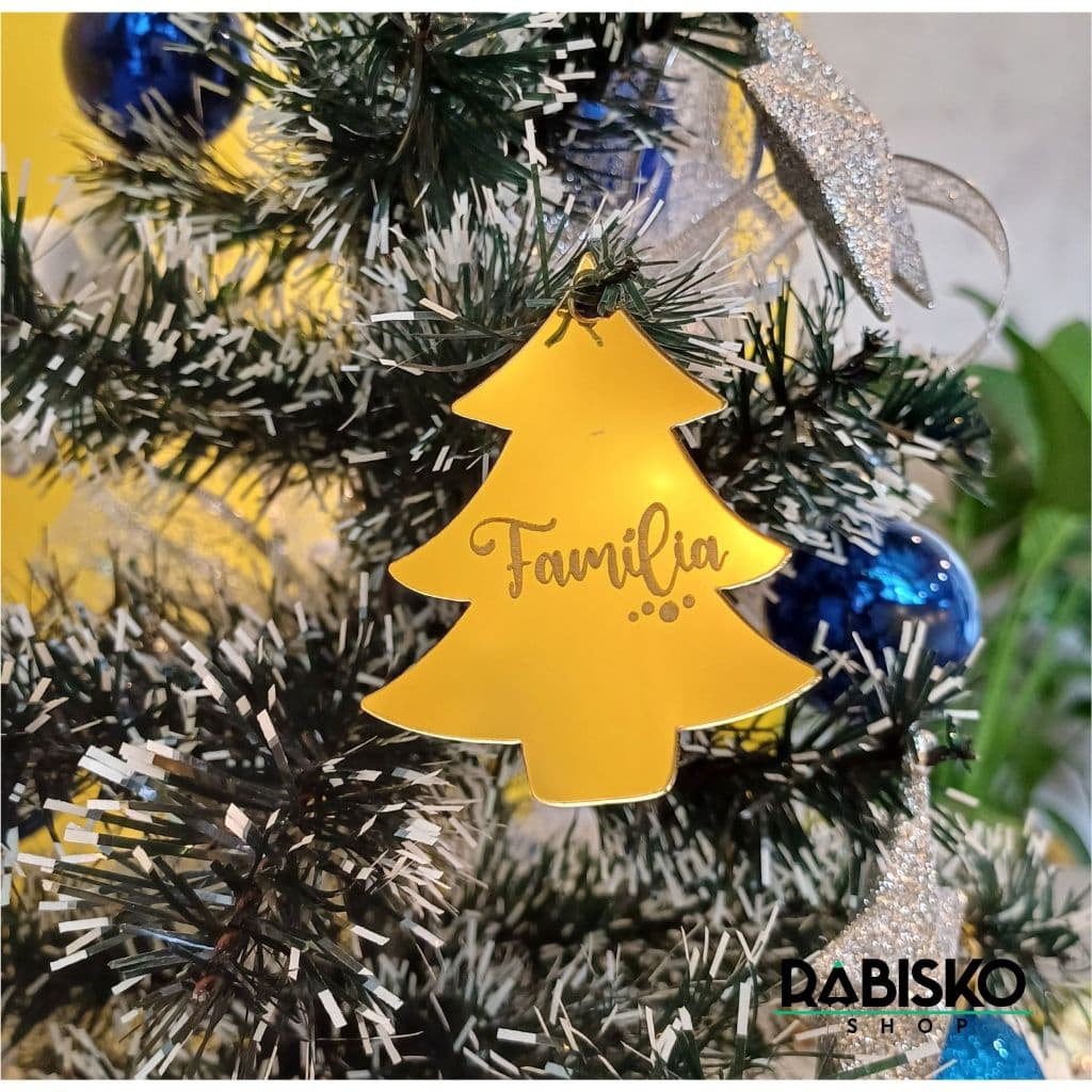 Kit 8 uni  - Enfeite de Natal Acrílico 2mm com cordão Palavras Gravadas Decoração