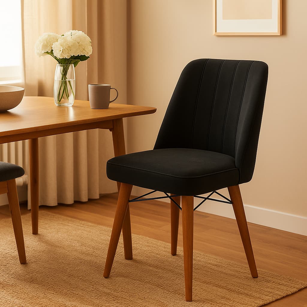 Cadeira De Jantar Estofada Aurora  Premium Pés Madeira Natural Sofisticado Cores Variadas
