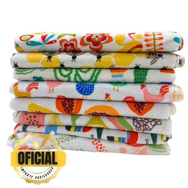 10 PANOS ATOALHADOS FELPUDOS – Alta Absorção e Estampas Coloridas
