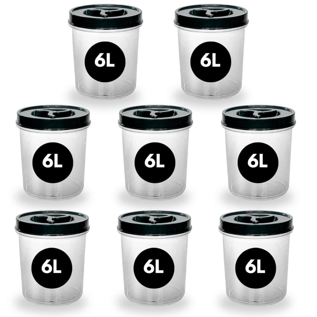 Jogo 8 Potes de 6 Litros Pote Mantimento Redondo Transparente Tampa Rosca BRA FREE Arroz Feijão