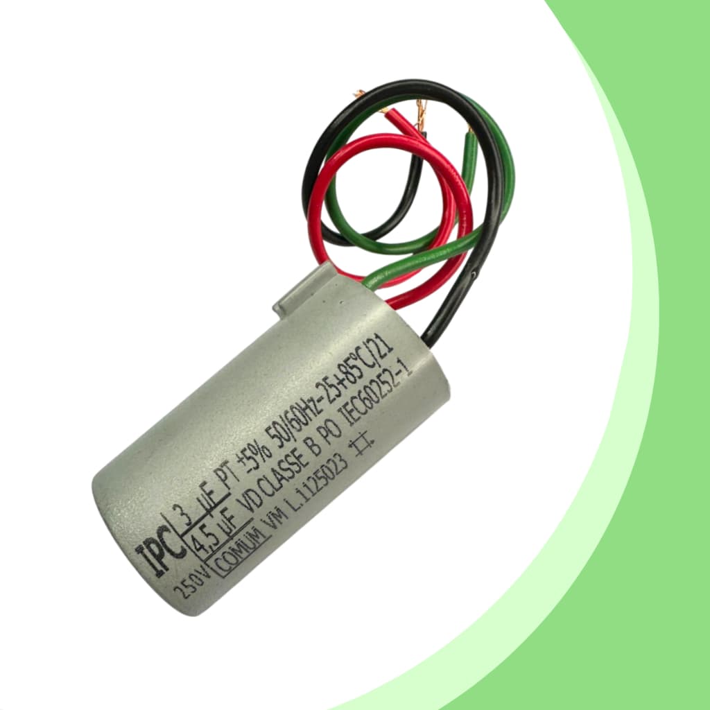 Capacitor P/ Ventilador De Teto 3 Fios IPC 7,5uf (3+4,5uf) 110v 250vac