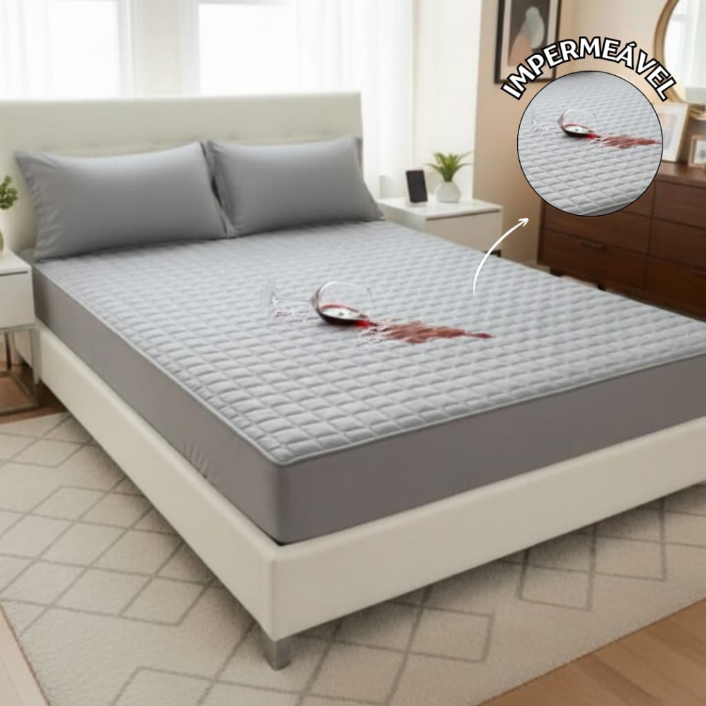 Capa Protetor Colchão Cama Queen 100% Impermeável Conjugado Bloqueia Líquidos Silencioso Premium