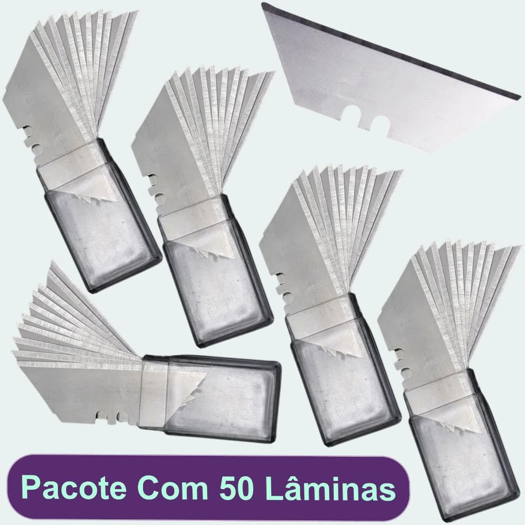 50 Un Lamina Trapezoidal Para Estilete Profissional Refil 19mm Aço Sk5