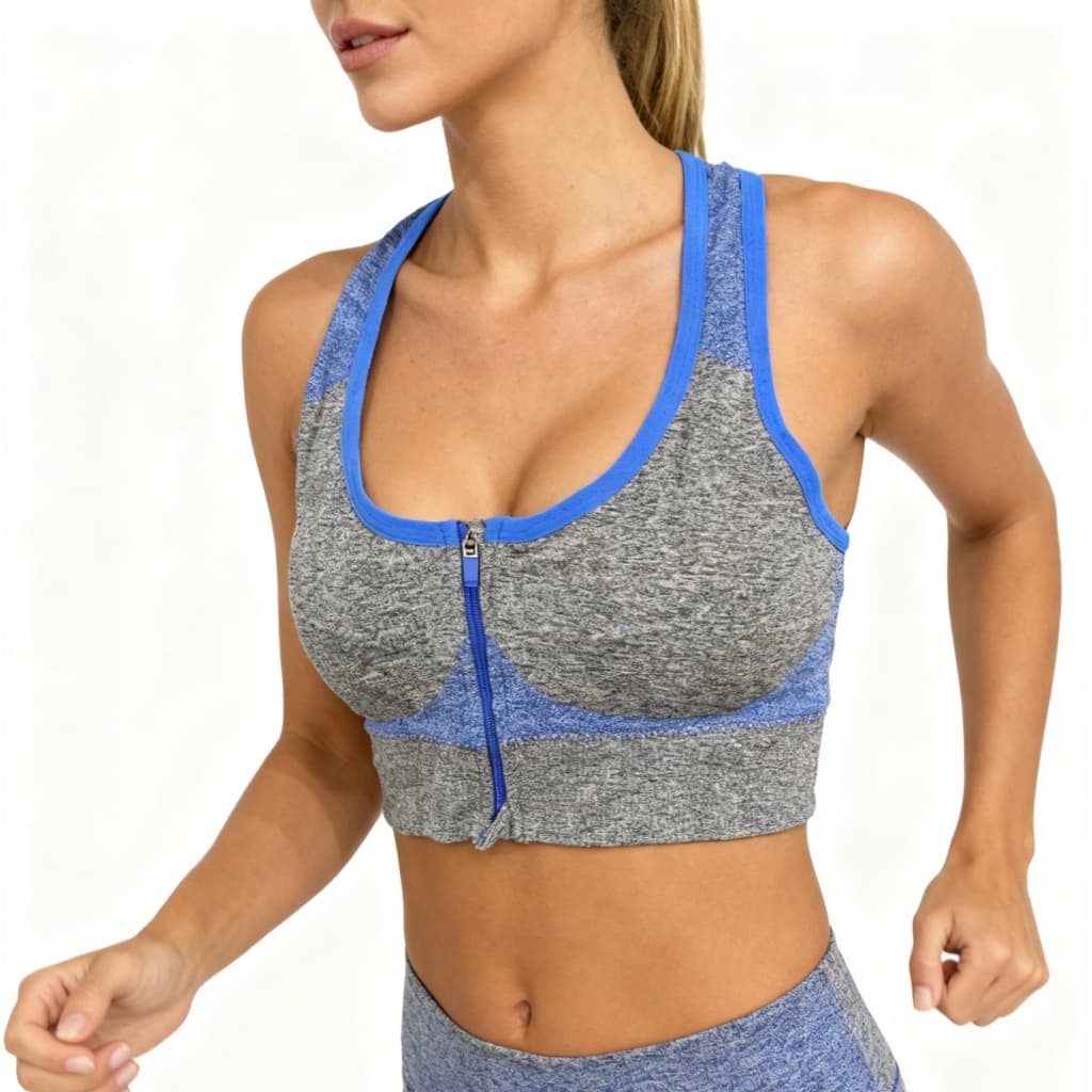 Top Academia Top Esportivo Alta Sustentação Ajustavel Ziper Frontal Academia Fitness Jump Corrida