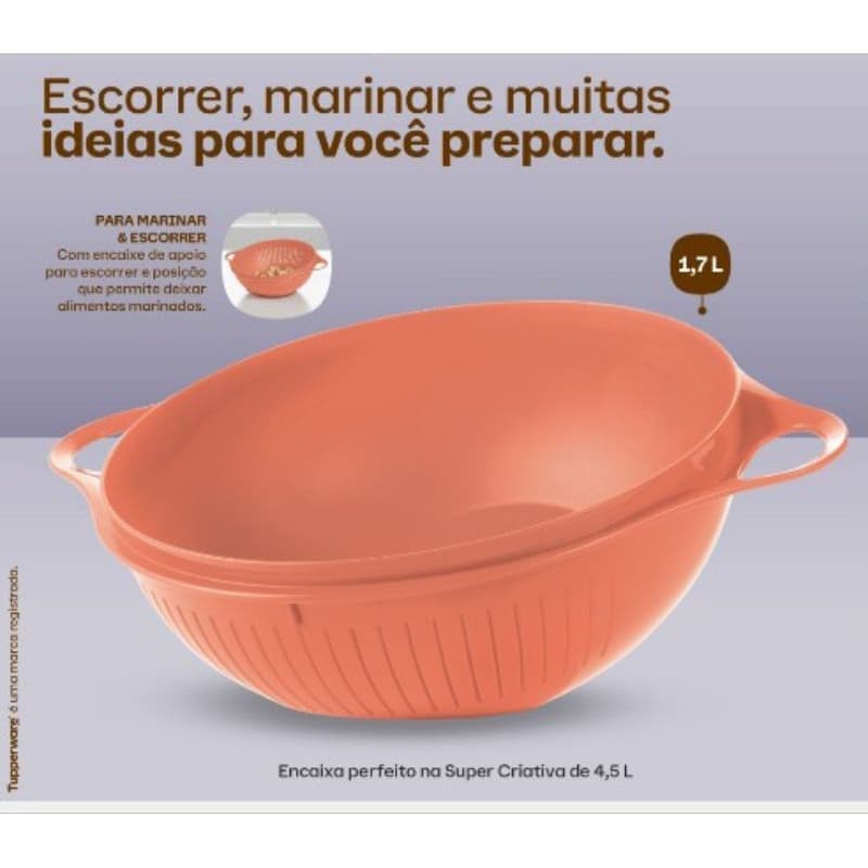 Tupperware Multi Escorredor 1,7l Cor Pêssego.