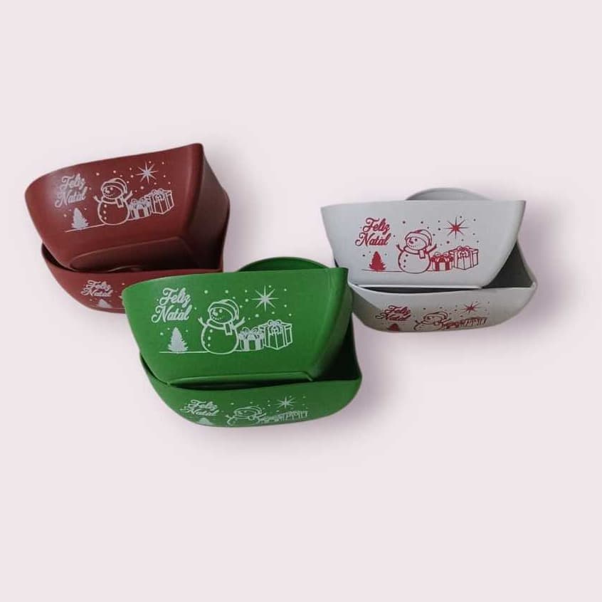 Kit 10/15/20 unidades Petisqueira coração  Decorada Feliz Natal de plastico
