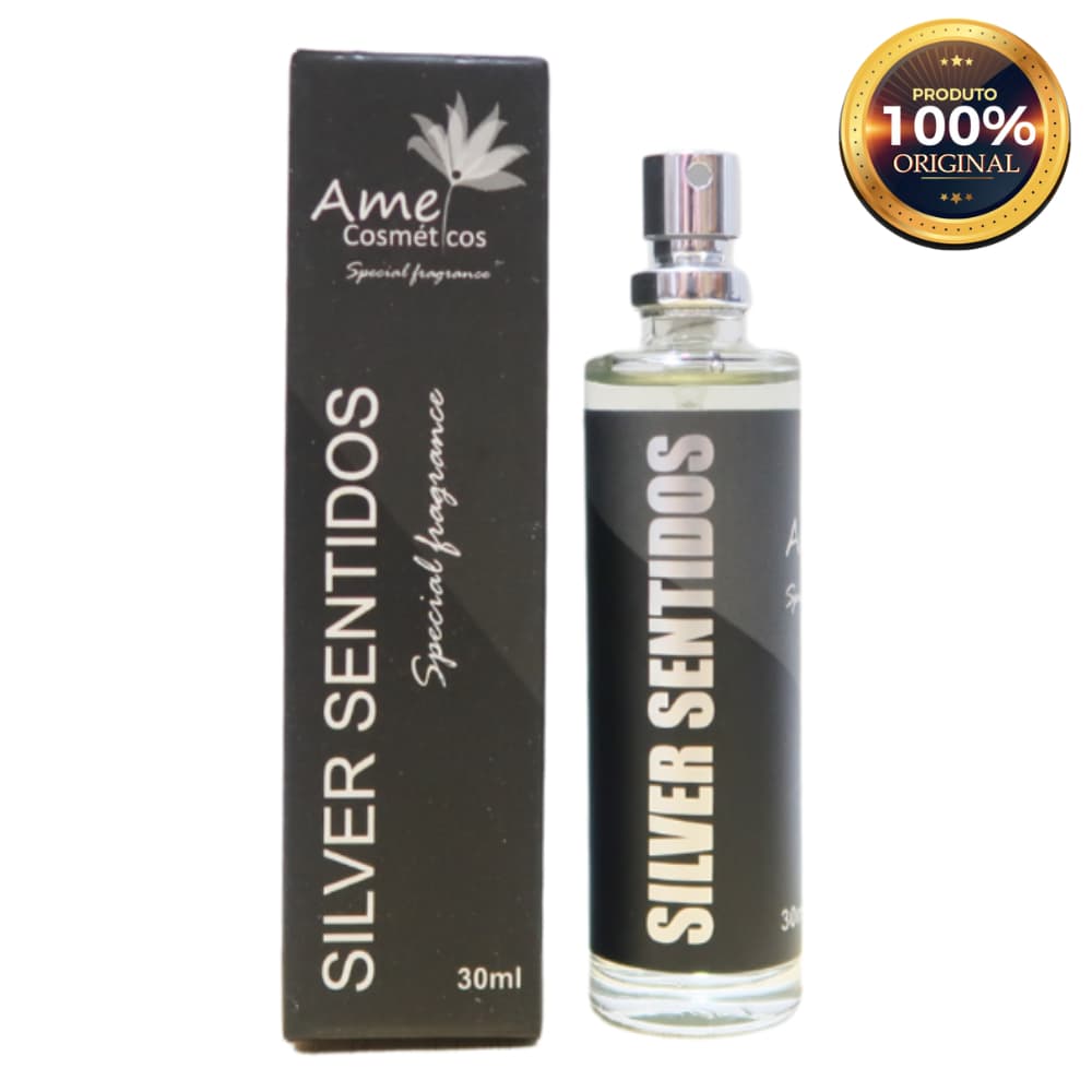 Silver Sentidos Perfume Masculino Amei Cosméticos 30ml Alta Fixação Essência Importada Parfum