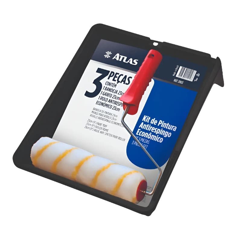 Kit Pintura Rolo Antirespingo Com 3 Peças Atlas