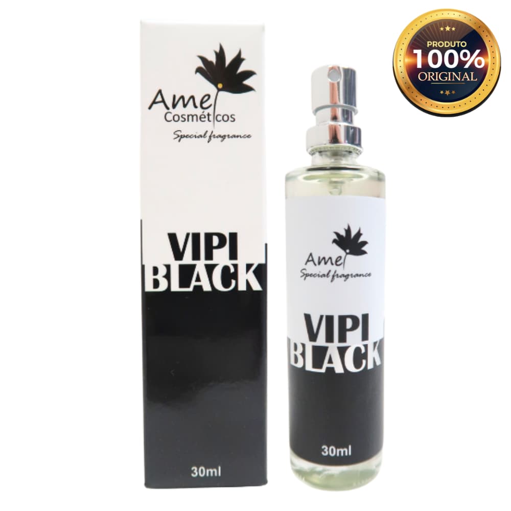 Vipi Black Perfume Masculino Amei Cosméticos 30ml Alta Fixação Essência Importada Parfum