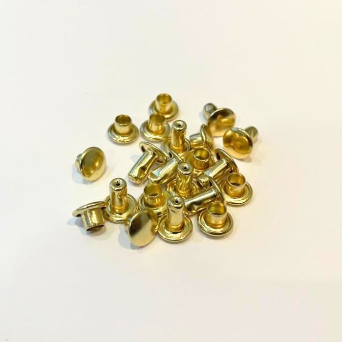 Rebite 8mm Dourado Ouro nº 3 com Calota Macho e Fêmea 10, 20, 30, 40 ou 50 Pares