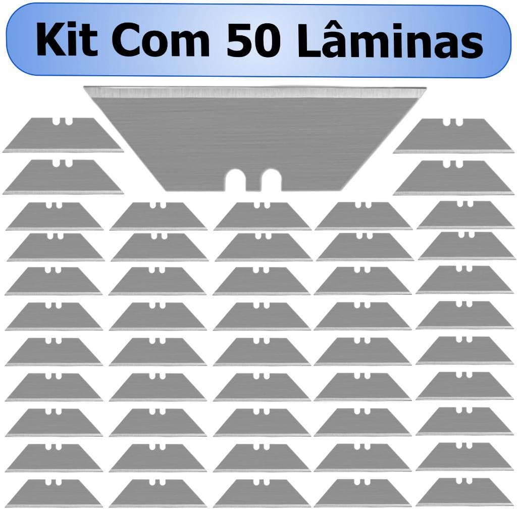 50 Pcs Lamina Trapezoidal Para Estilete Profissional Refil 19mm Aço Sk5