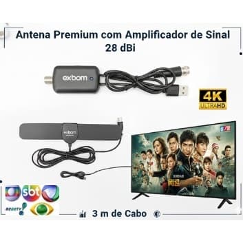 Antena Digital com amplificador de sinal ultrafina, interno e externo 4K, HDTV,YHF,UHF,FM