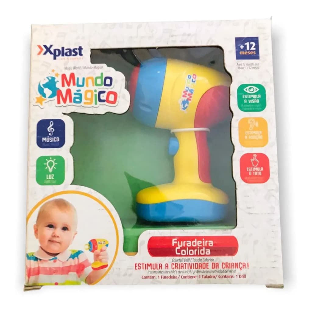 Brinquedo Infantil Furadeira Colorida C/som E Luz -xplast