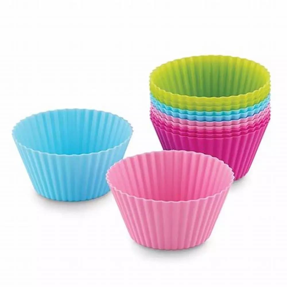 Forminhas CupCake Multicolorida 12 Uns Forma Redonda 6.5cm Silicone Brigadeiro Tortinha Bolinhos