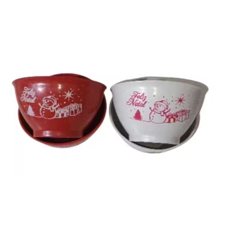 Kit 10/15/20 Cumbuca Personalizada Feliz Natal De Plastico Capacidade 300ml