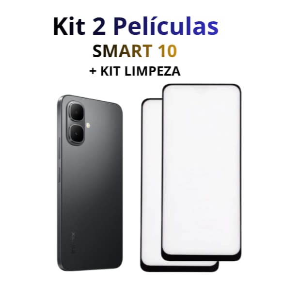 Kit 2 Películas de Vidro 3D Para Infinix Smart 10 + Kit limpeza