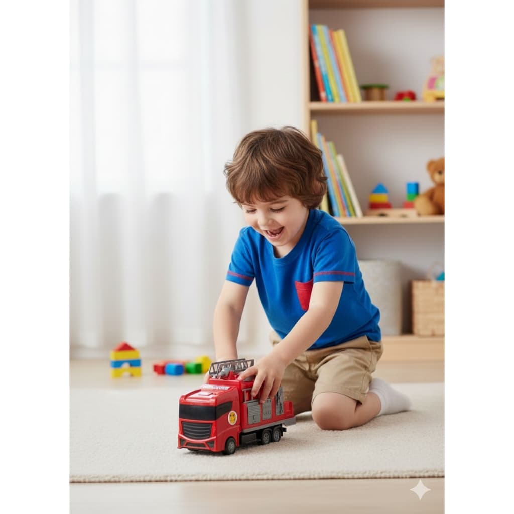 Caminhão De Bombeiro Brinquedo Grande 35 cm Super Frota com Escada Articulado