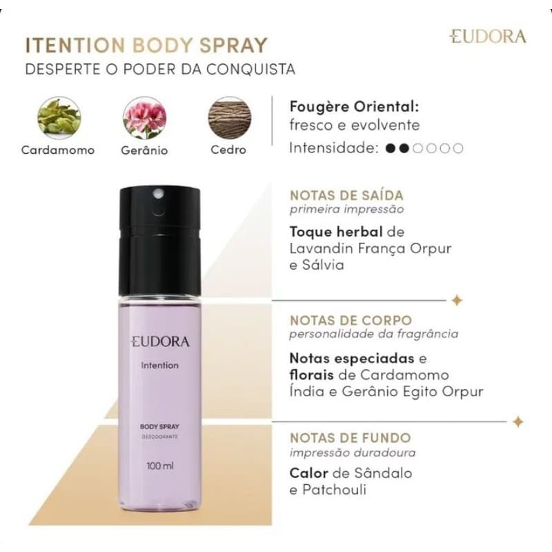 Desodorante Body Spray Eudora Intention 100ml.