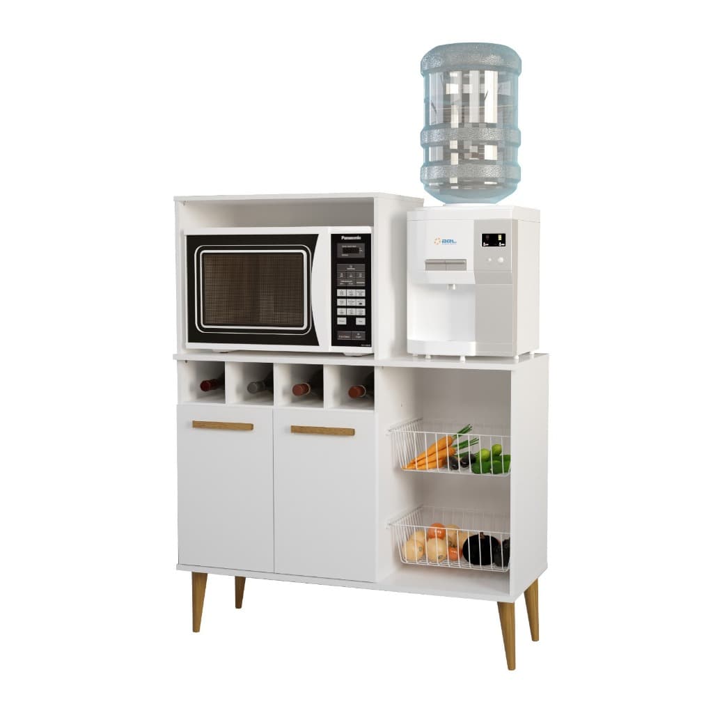 Fruteira Multifuncional Branca Com Suporte Para Bebedouro Nb