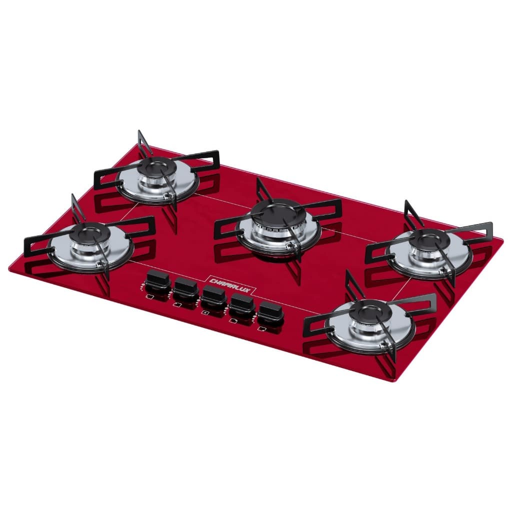 Cooktop 5 bocas Chamalux ultra chama Bivolt Trempe chapa vermelho