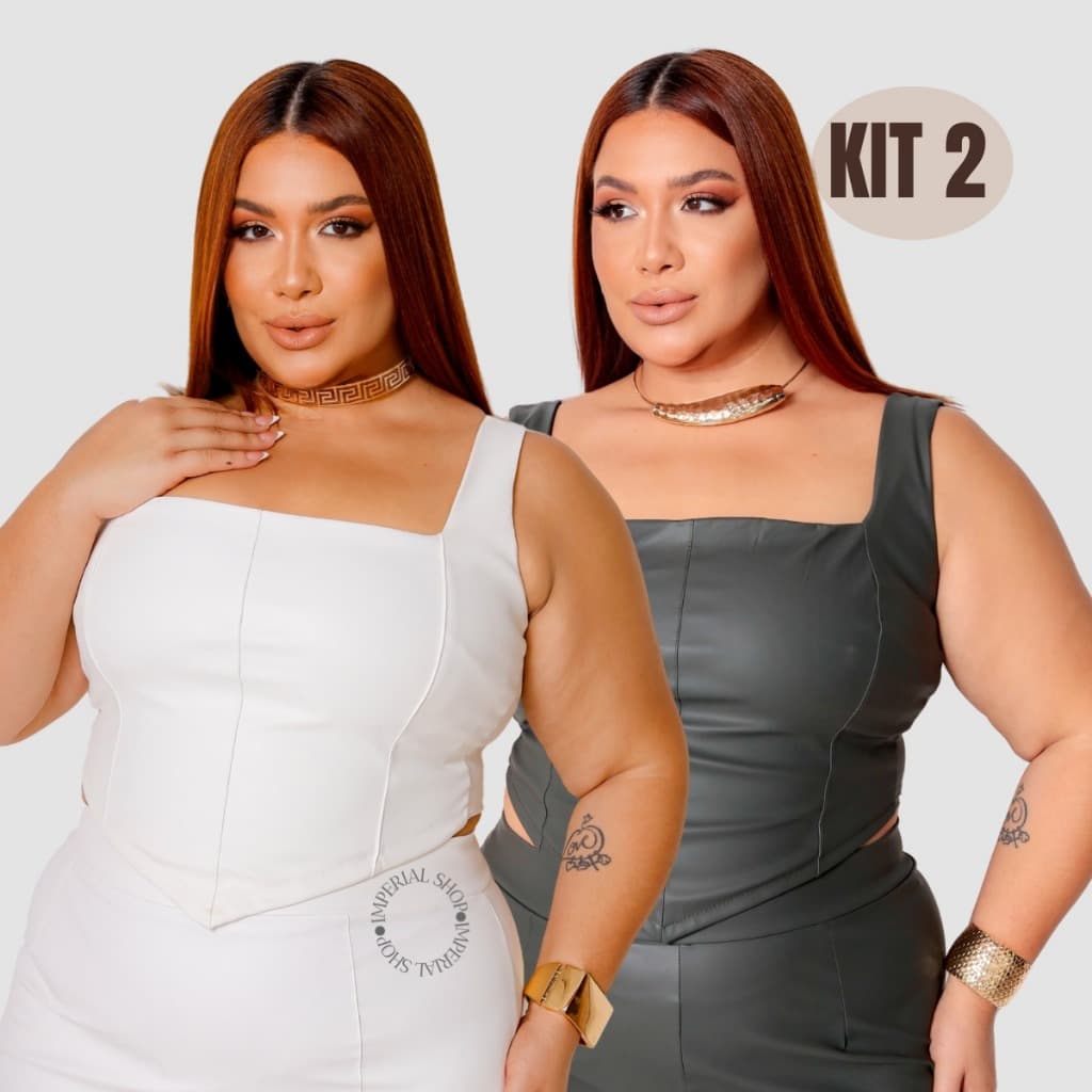 Kit 2 Corset Corpete Couro Moda Plus Size Tendência - Mavie