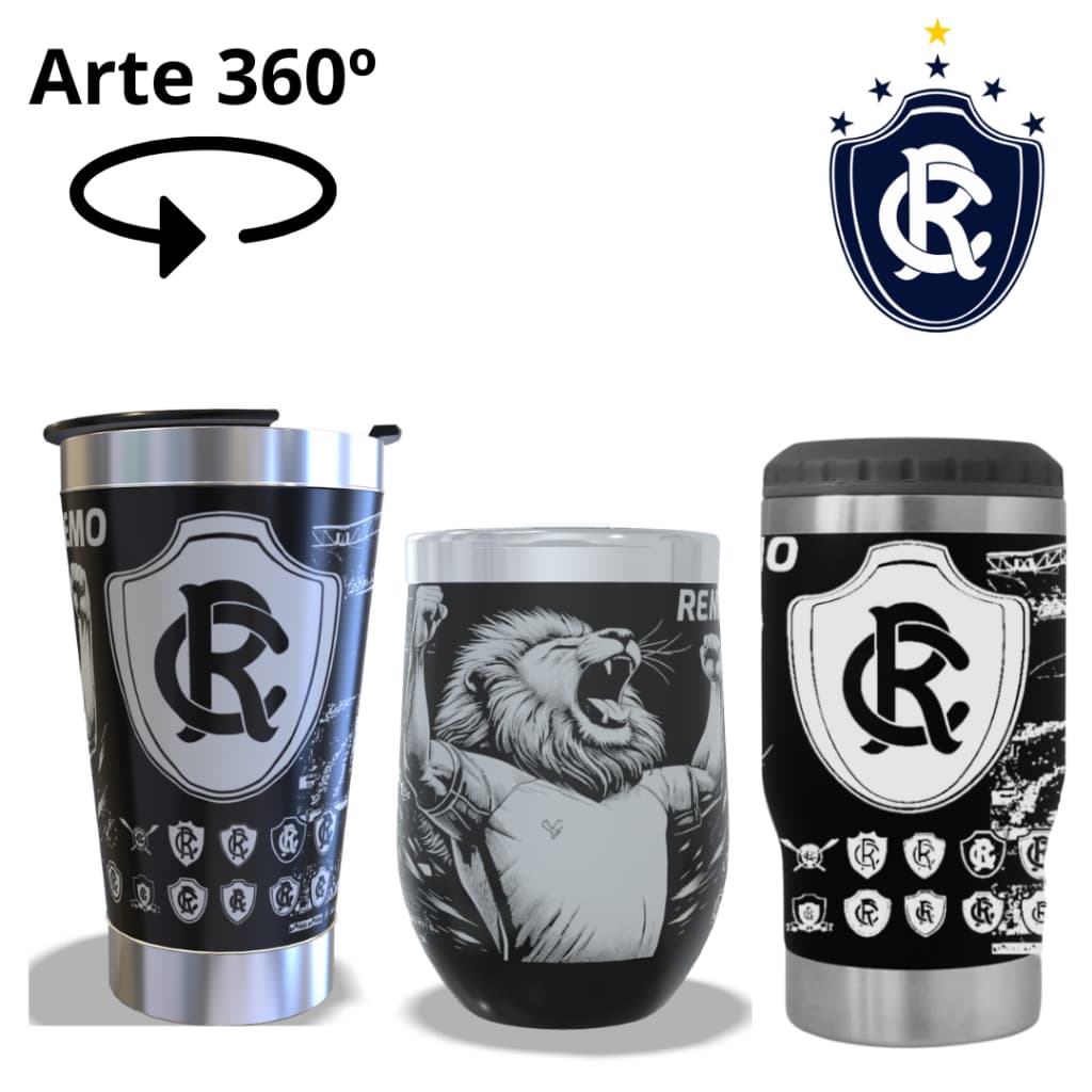 Copo térmico com arte 360º graus arte a laser no copo inteiro do seu time do coração torcida futebol ideias de presente