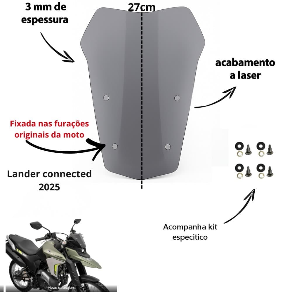 Bolha lente Para moto Lander 250 2025 Connected