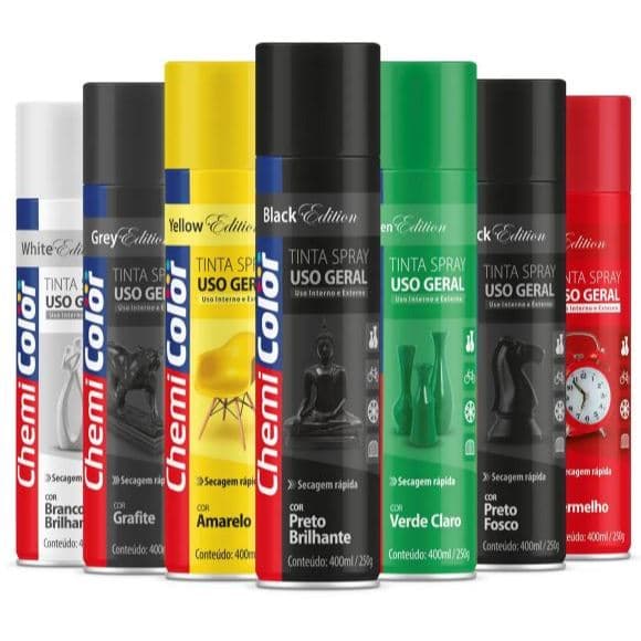 KIT TINTA SPRAY USO GERAL 400ML CHEMICOLOR COM 2 UNIDADES