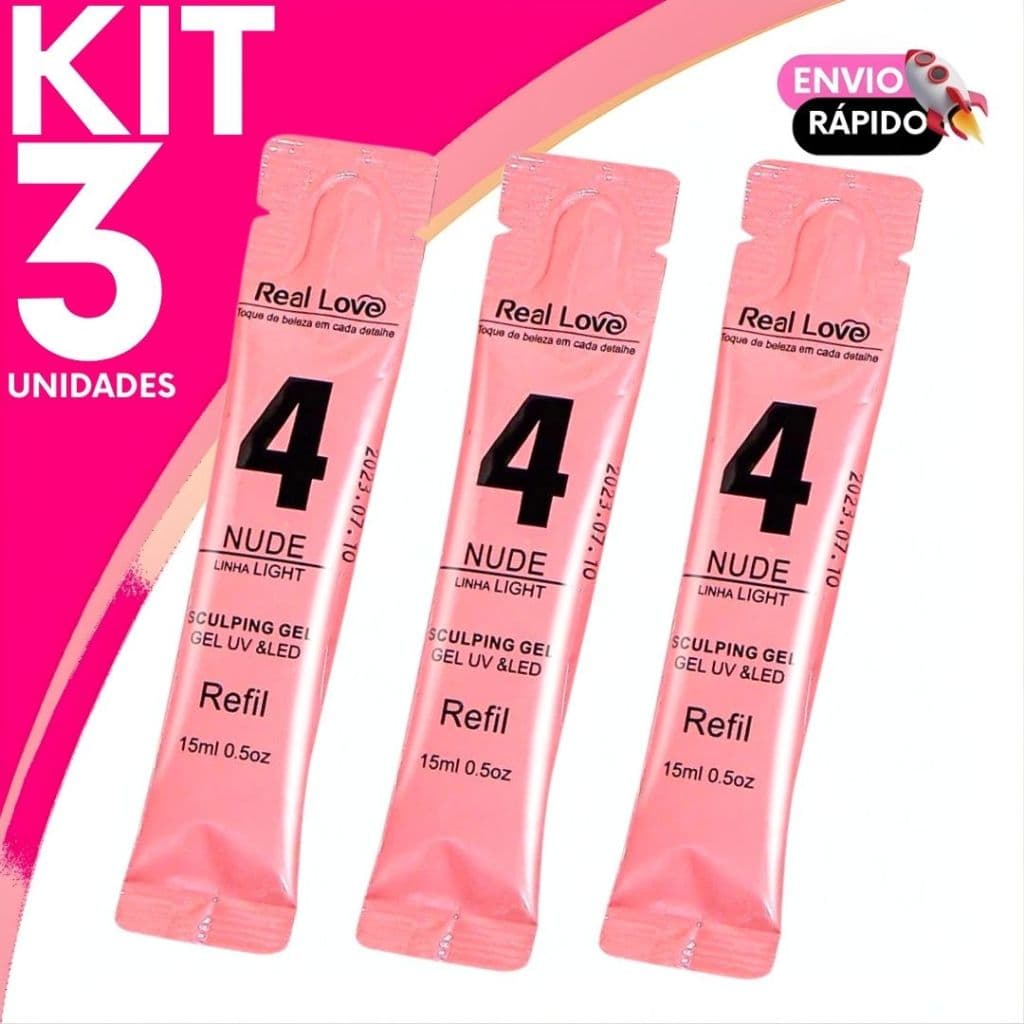 Gel de Alongamento Nude 4 Refil Real Love Linha Light - 15ml