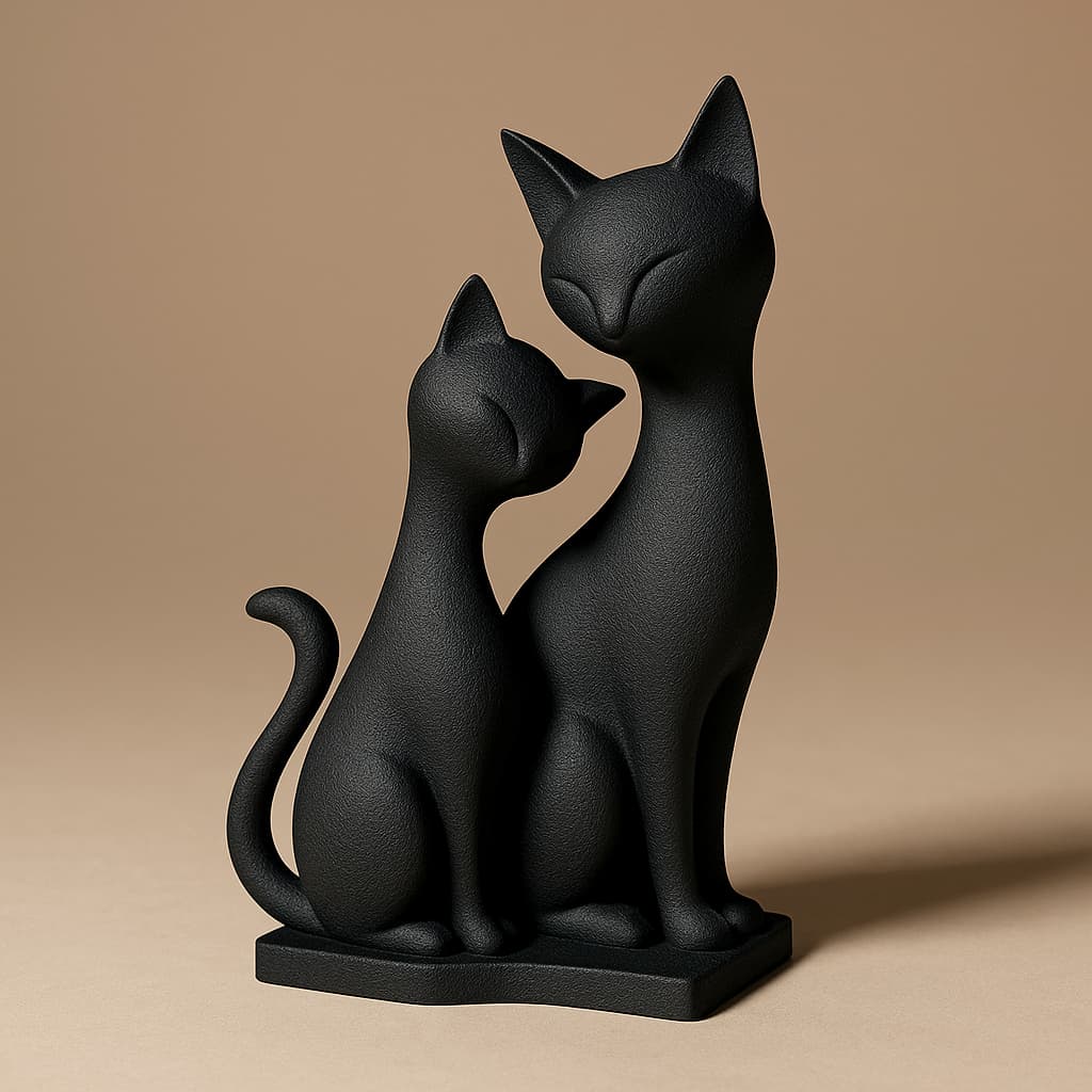 Escultura Moderna de Gato Para Mesa de Centro