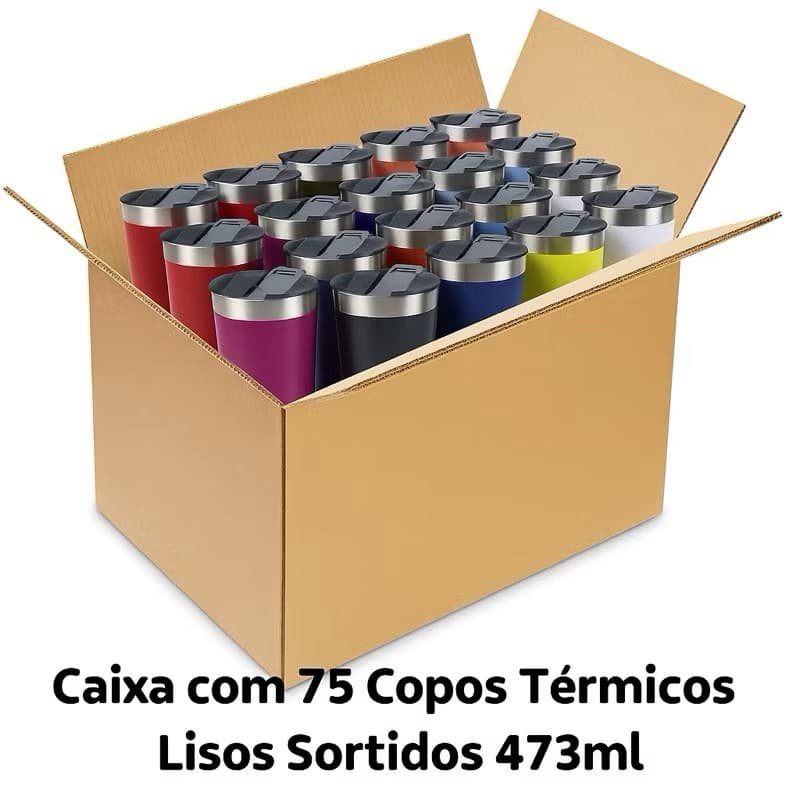 Kit 75 Copo Térmico  473ml Com Tampa e Abridor de Garrafas Copo Inox Atacado
