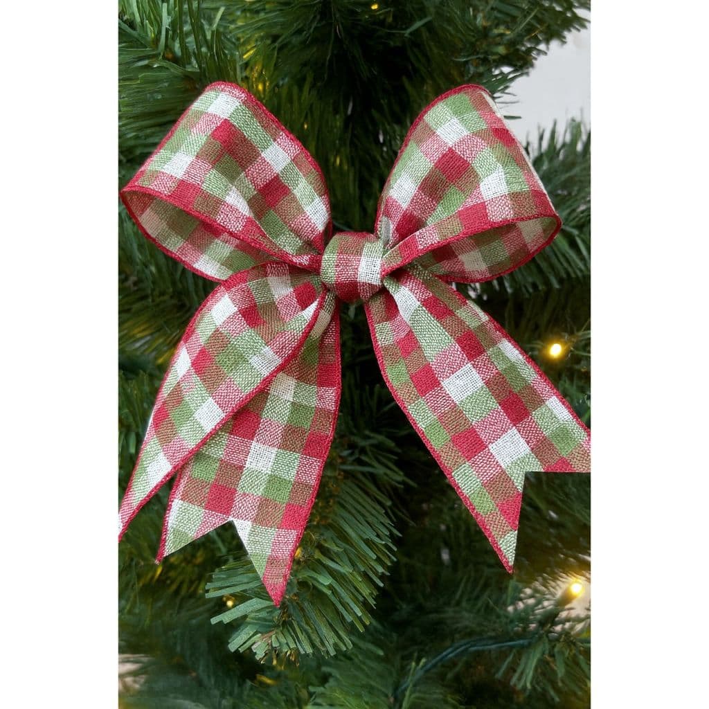 Fita de Natal aramada 9,14 cm por 6,3 xadrez decoração natalina Flor arte.