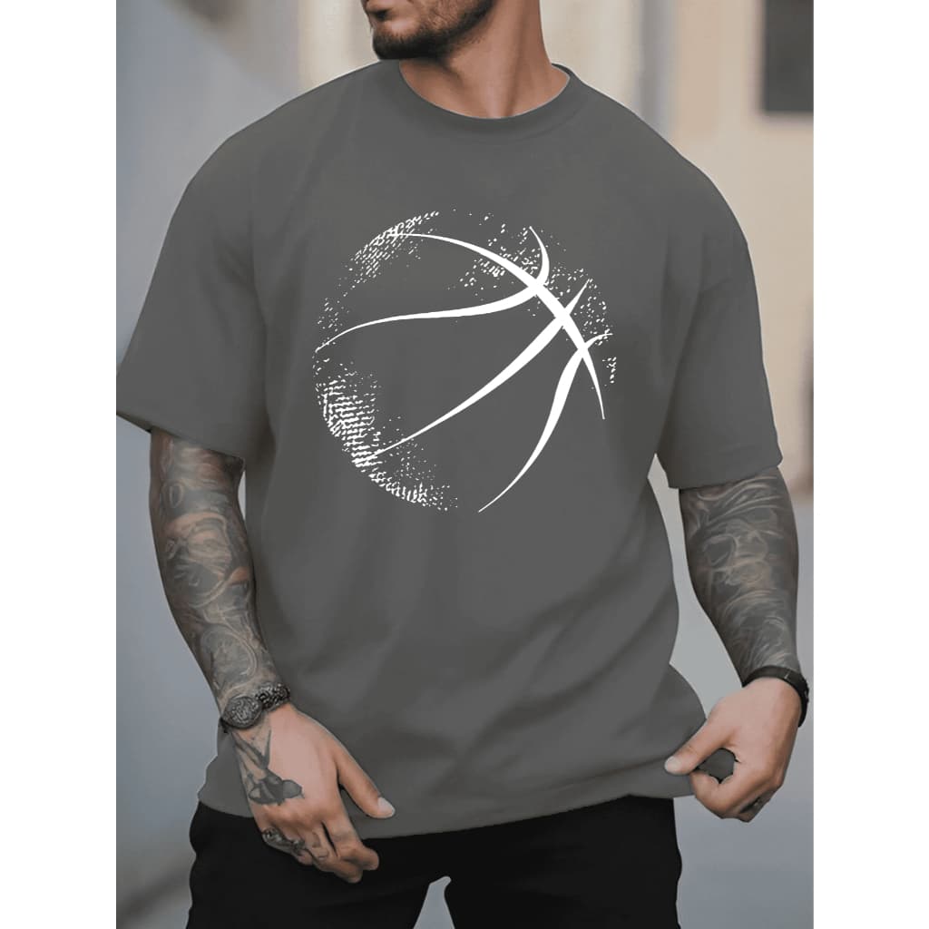 Camiseta Masculina Camisa Casual 100% Algodão com Estampa Bola De Basquete Vazada