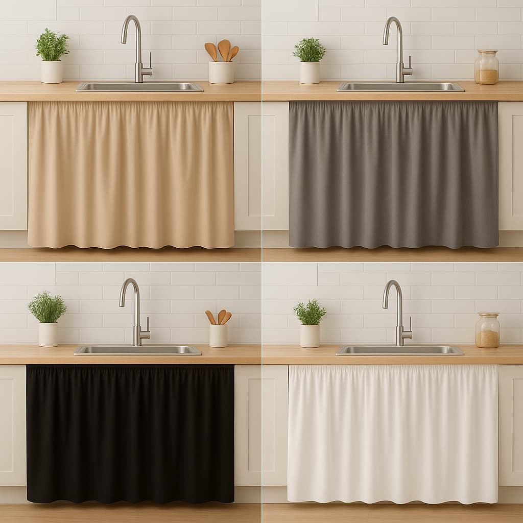 Cortina de Pia PVC 138x80 – Lavável, Antimofo, Kit com 1 ou 2 Unidades