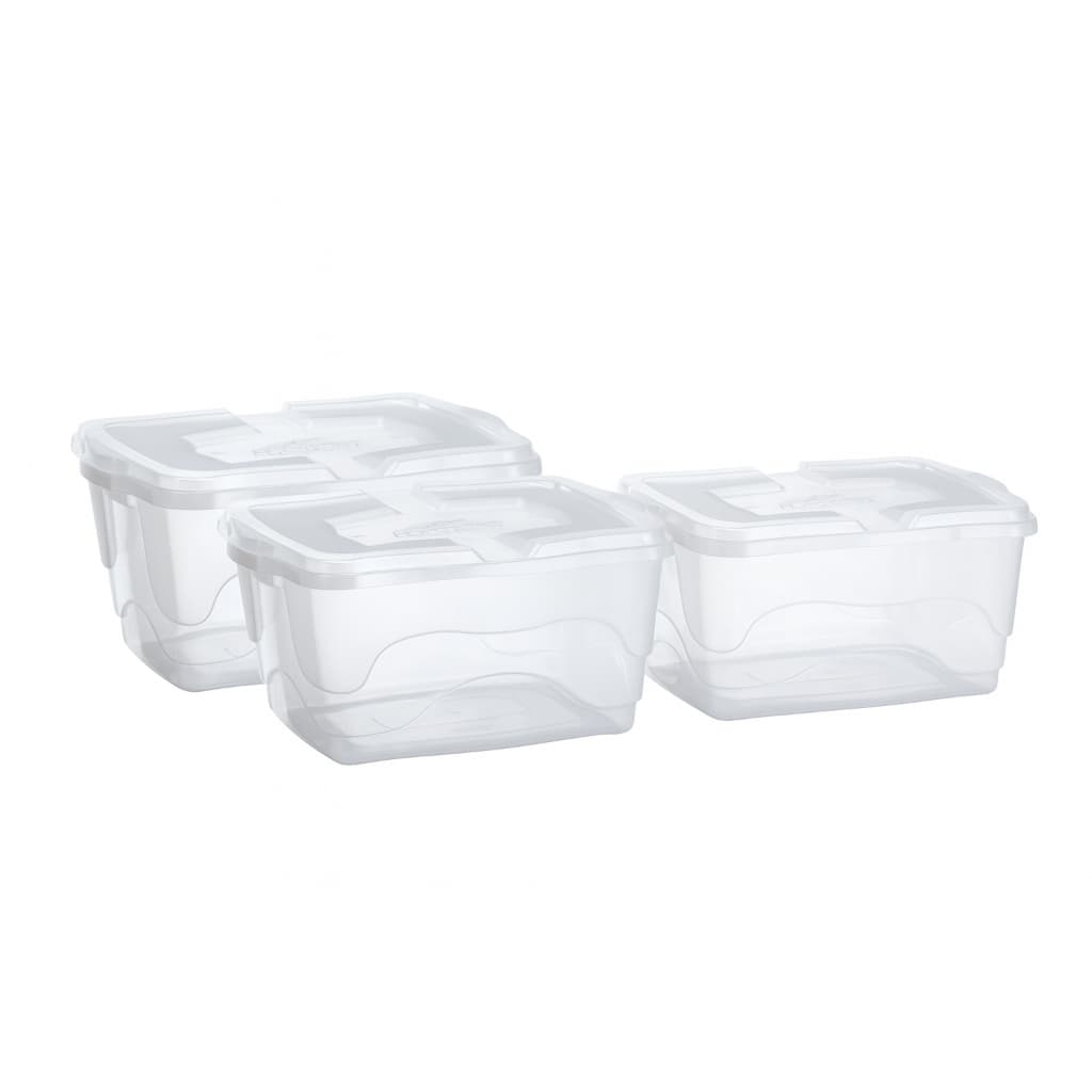 Kit 3 Caixas Organizadoras 34L Transparentes Multiuso Resistentes com Alça Reforçada e Tampa com Trava
