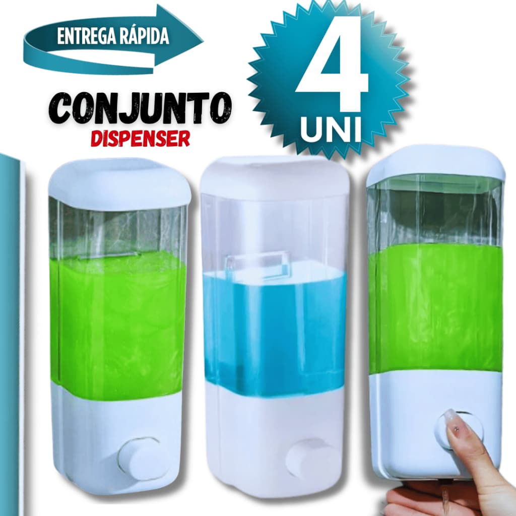 Kit Dispenser Suporte Sabonete Líquido 04 Unidades Ideal Sabão Álcool Gel Detergente e Qualidade