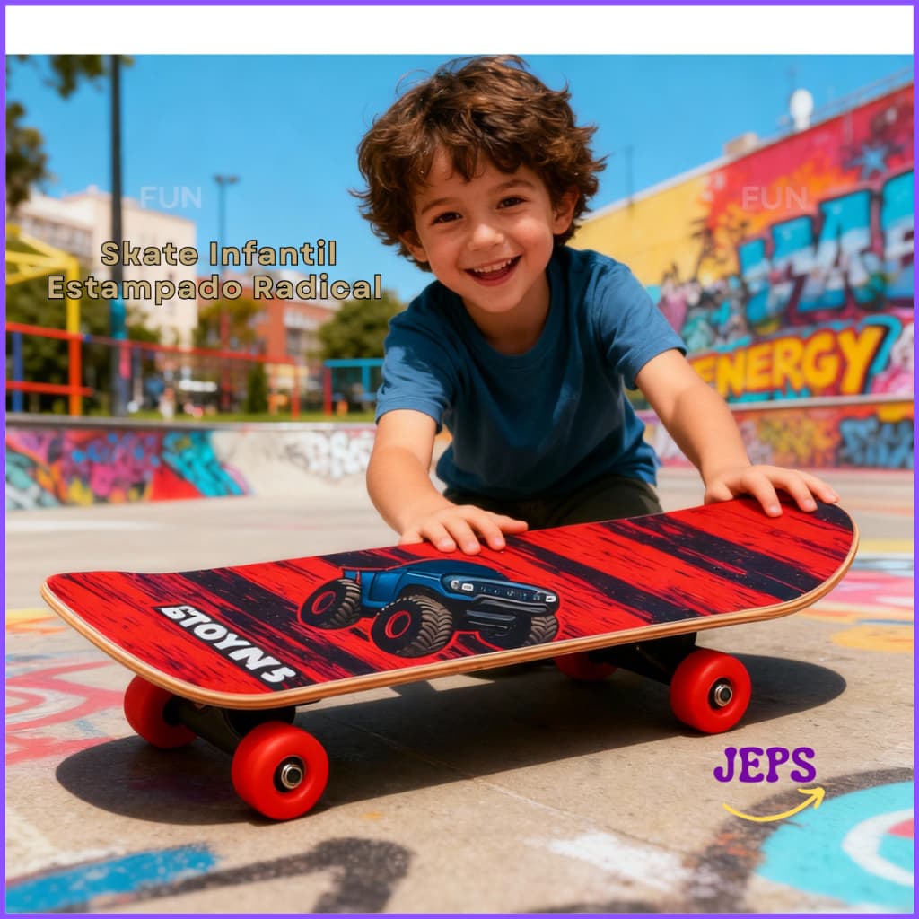 Mini Skate Infantil Estampado Radical Iniciante (Até 25kg) Skate Pequeno Para Criança Menino Menina Sortido