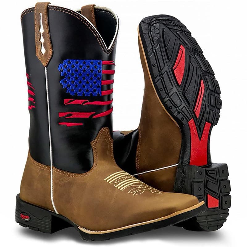 Botina Country Cowboy Bota Texana Usa Bordado Confortável Couro