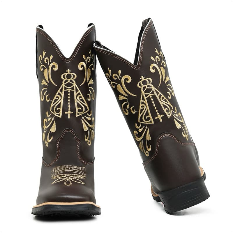 Feminina Estilosa Nossa Senhora Bordada Bota Texana Rodeio Cowboy