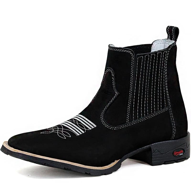 Botinas Country Texana Butina Bordada Cano Curto Confortável Masculina Couro