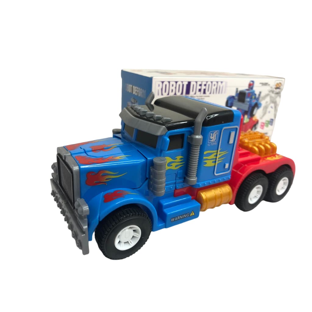 Caminhão Transformers Optimus Prime Vira Robô Som Luz Azul e Vermelho + Pilhas Inclusas