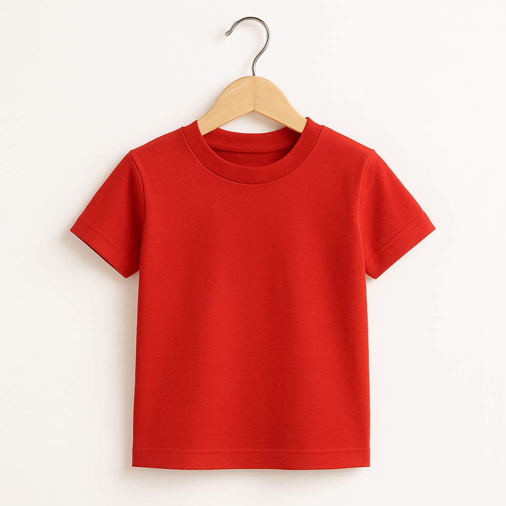 Camiseta Vermelha Infantil Menina 100% Algodão Várias Cores