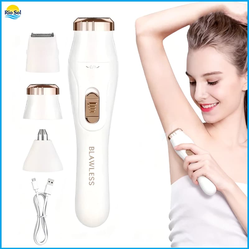 Depiladora Feminina Elétrica Portátil Recarregável  3 em 1 USB à Prova d’Água para Rosto e Corpo M1